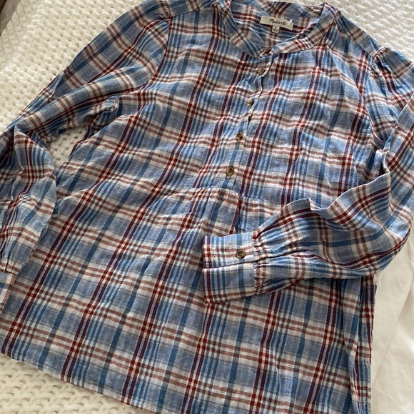 Madewell Small Plaid Five Button Top - Picture 2 of 3